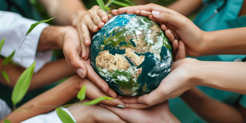 Hands holding a globe