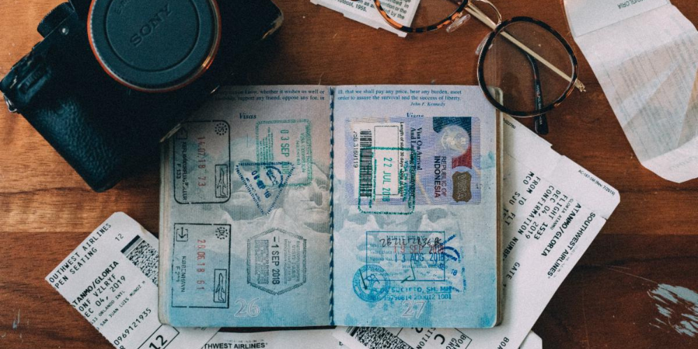 Passports sit on top of a table