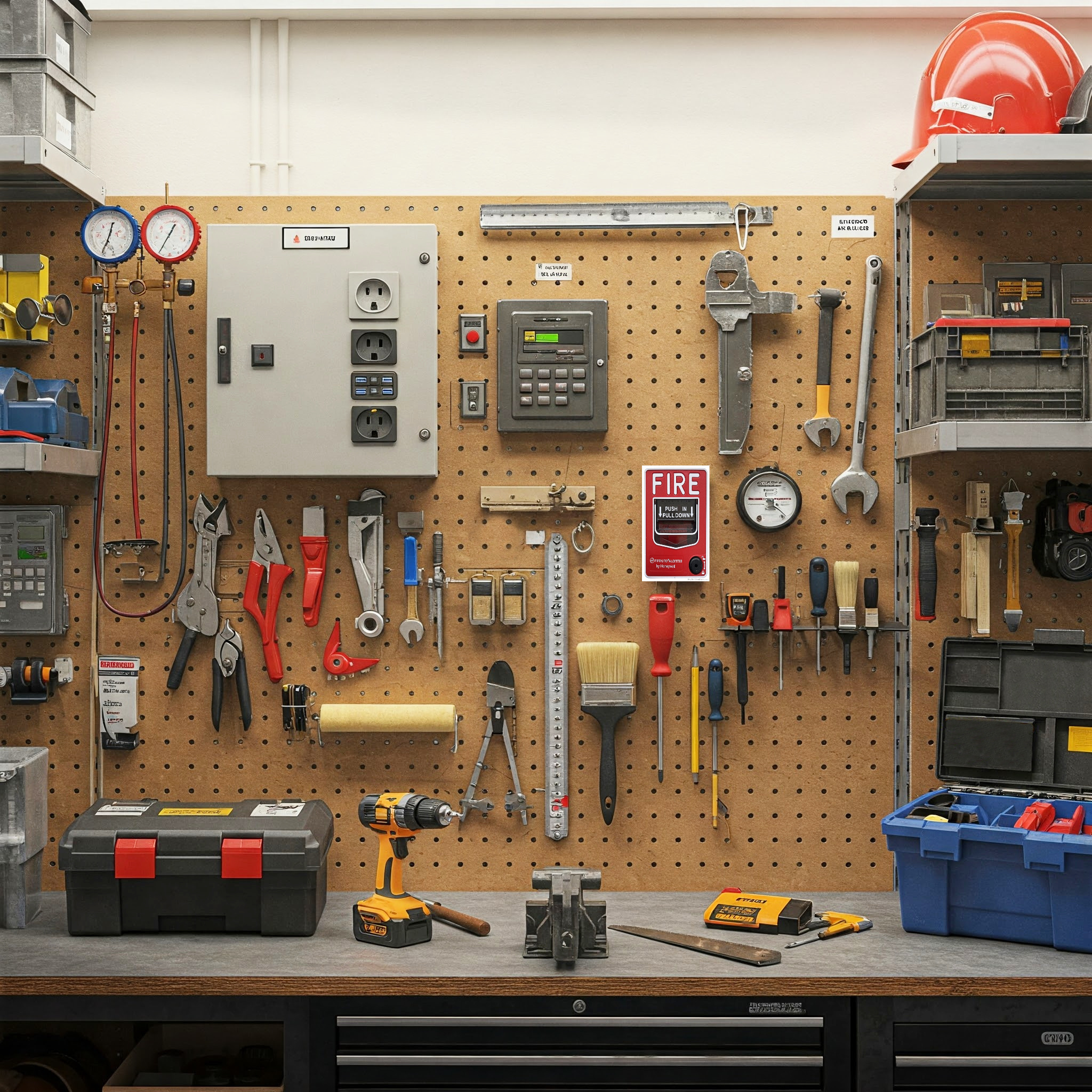 tools on a tool shelf