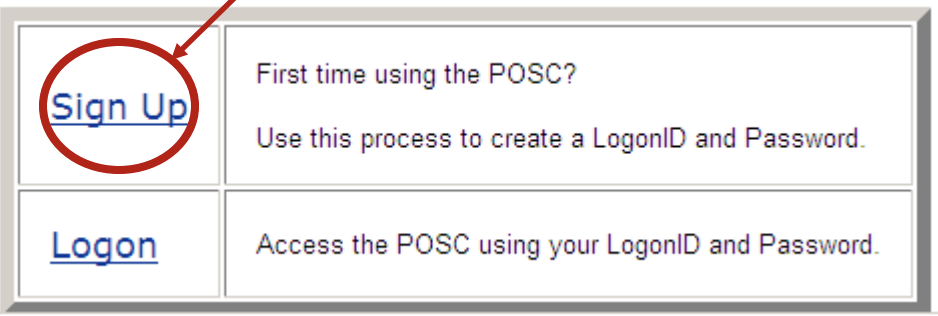 Sign up button circled