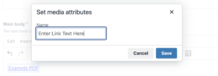 A screenshot of the Set Media Attributes popup