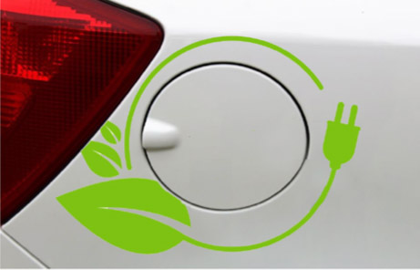 green sustainability graphic around vehicle charging port