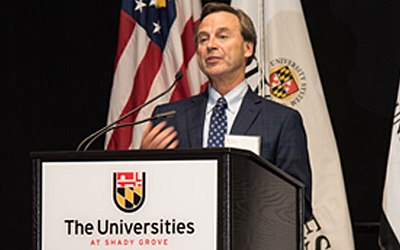Eric Weintraub, MD, associate professor at the University of Maryland School of Medicine was among addiction experts and researchers on a panel about finding solutions to the opioids crisis presented by UMB's Office of Philanthropy at the Universities at Shady Grove.