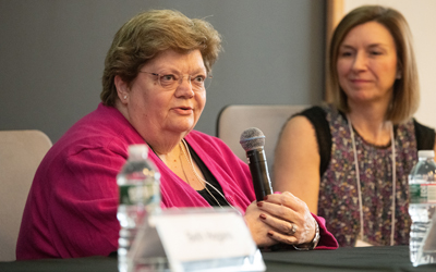 UM School of Pharmacy Professor Mary Lynn McPherson, PharmD, MA, MDE, BCPS, speaks on a panel during the fifth annual symposium of the UM Center to Advance Chronic Pain Research.