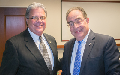 USM Chancellor Robert Caret with UMB President Jay A. Perman