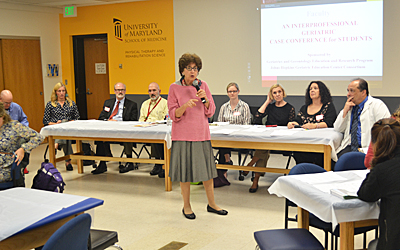 Reba Cornman, MSW, addresses the group at the GGEAR IPE conference.