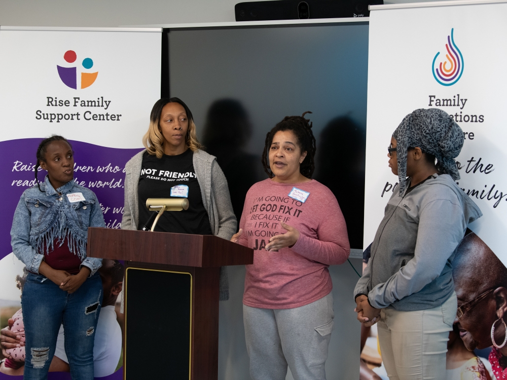 From left, Rise families Adriane Cole, Shaniqua Robenson, and Maleena Brockington.