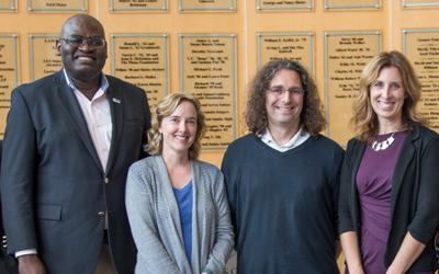 The 2016 Research and Innovative Seed Grant recipients, from left: Clement Adebamowo; Kathleen Stewart; Philip Resnik; and Deanna Kelly.