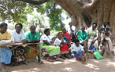 Community workers gathering for an HIV prevention training