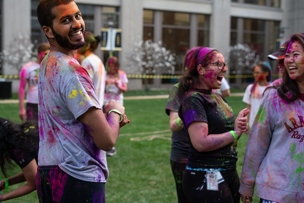 Students in a paint war