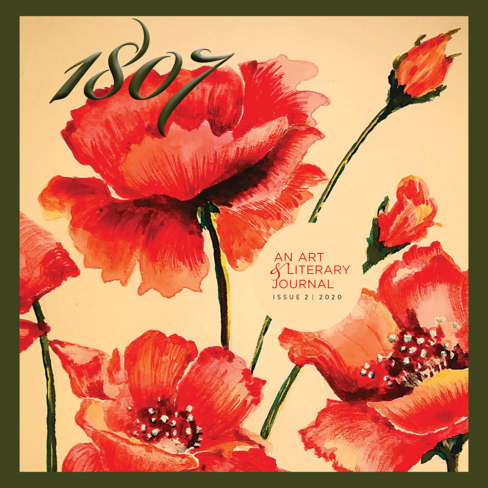 The cover of 1807 Issue 2. Features a watercolor painting of tulip flowers by Fahimeh Razian, a student in the Dental Hygiene program at the University of Maryland School of Dentistry.